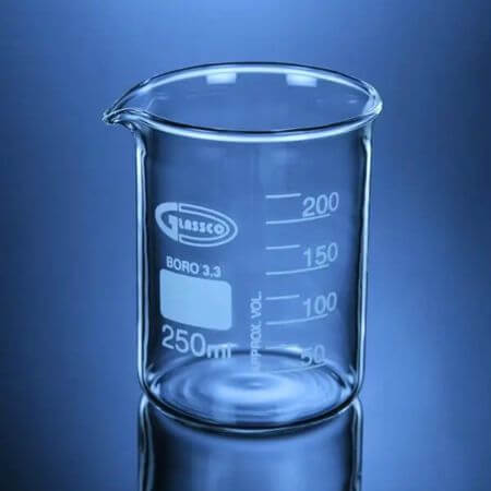 vaso de vidrio graduado forma baja