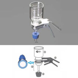portafiltros de vidrio con base de vidrio sinterizado y revestimiento de PTFE para filtros de 47 mm