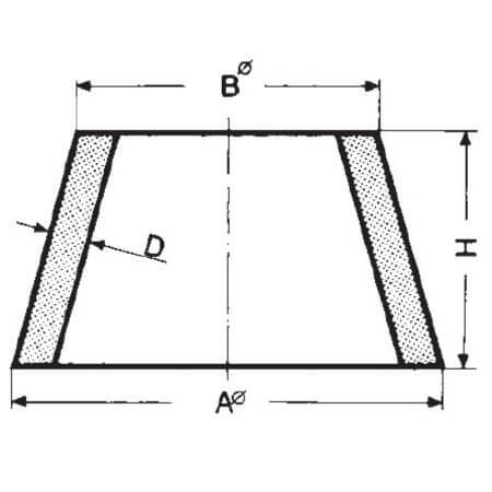 junta o adaptador de caucho natural juego x 8 piezas, dimensiones